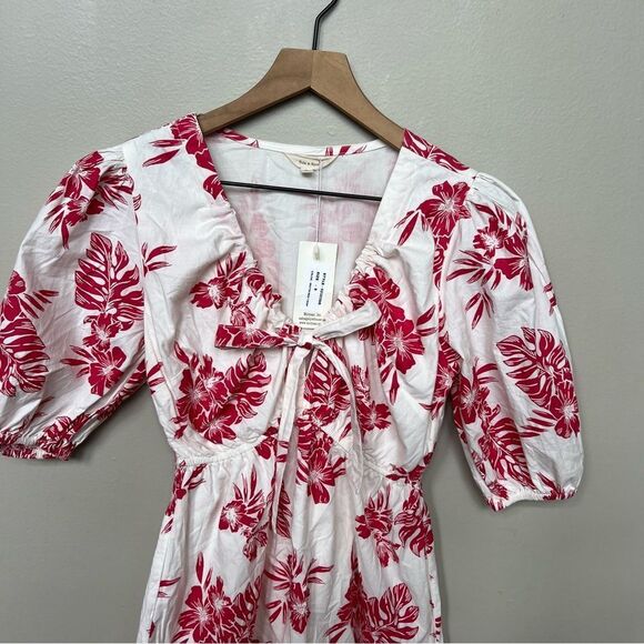 Sim & Sam NWT Red Ivory Trop Poplin Print Mini Dress Size Small - Picture 6 of 16